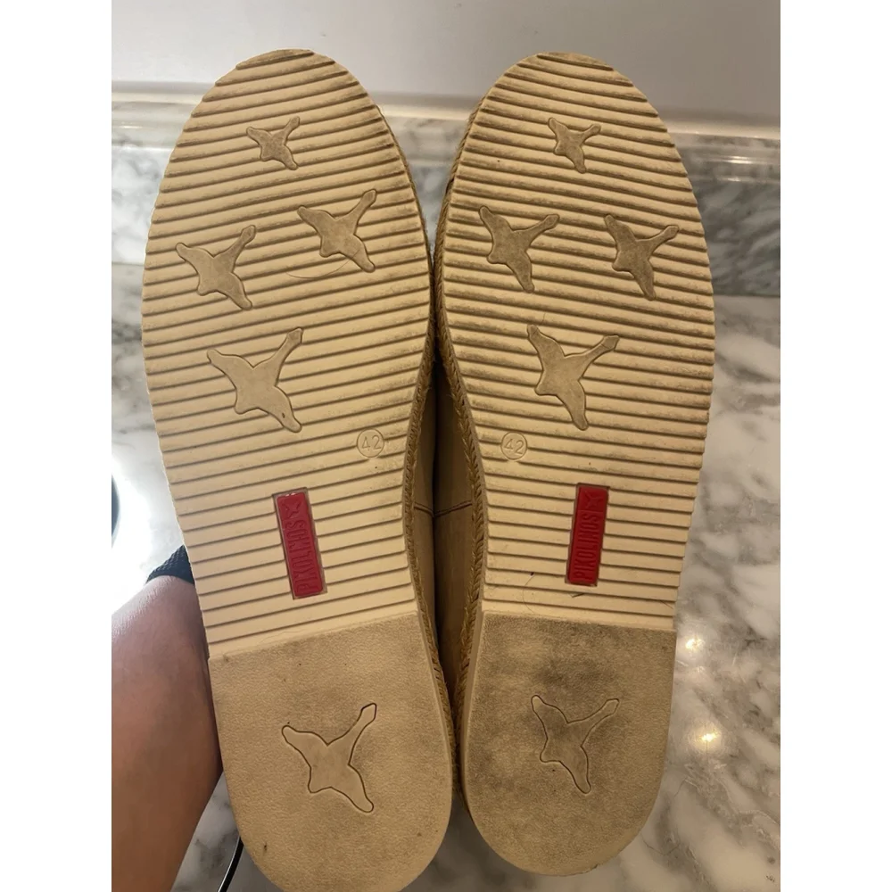 Pikolinos Women’s Leather Espadrille Loafers Size 42 Kiwi Fruit Embroidered